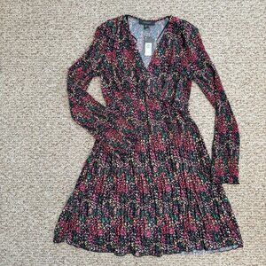 Primark Dress Multicolor Floral Long Sleeve V‎ Neck Crinkle Stretch 4 Boho